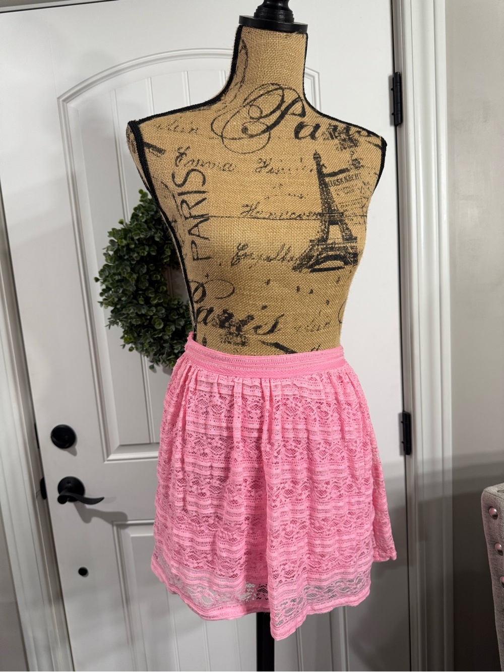 Pink Lace Mini Skirt